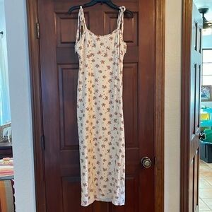 Zara shoulder tie, floral, cottage style maxi dress, medium
